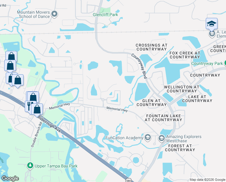 map of restaurants, bars, coffee shops, grocery stores, and more near 12276 Country White Circle in Tampa