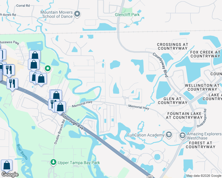 map of restaurants, bars, coffee shops, grocery stores, and more near 8618 Tidal Bay Lane in Tampa