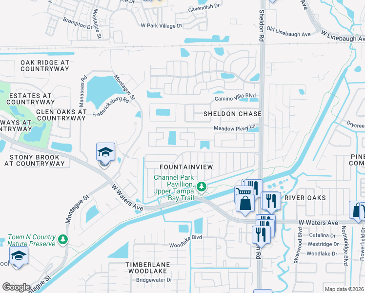 map of restaurants, bars, coffee shops, grocery stores, and more near 9146 Bayou Drive in Tampa