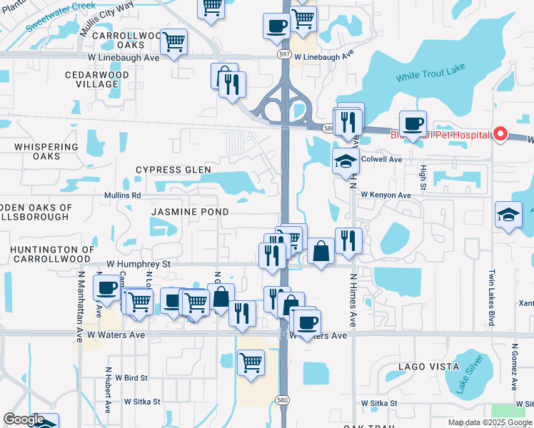 map of restaurants, bars, coffee shops, grocery stores, and more near 8902 North Dale Mabry Highway in Tampa