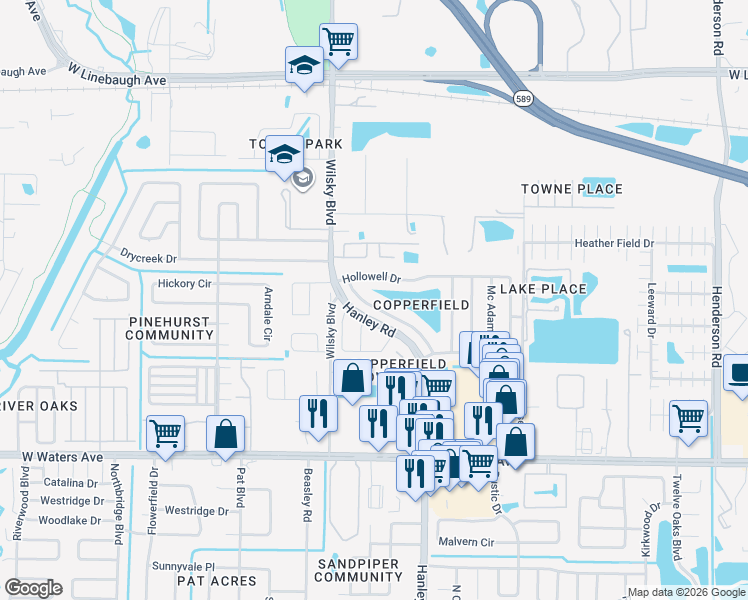 map of restaurants, bars, coffee shops, grocery stores, and more near 8737 Osage Drive in Tampa