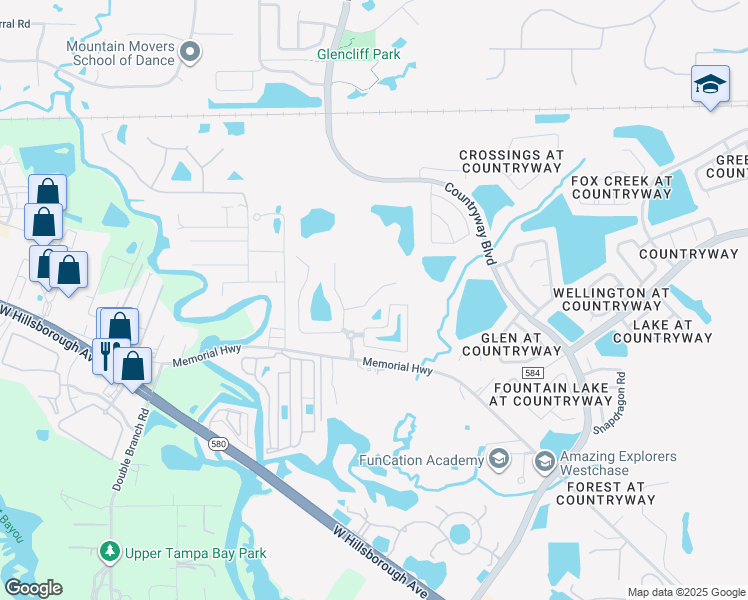 map of restaurants, bars, coffee shops, grocery stores, and more near 12276 Country White Circle in Tampa