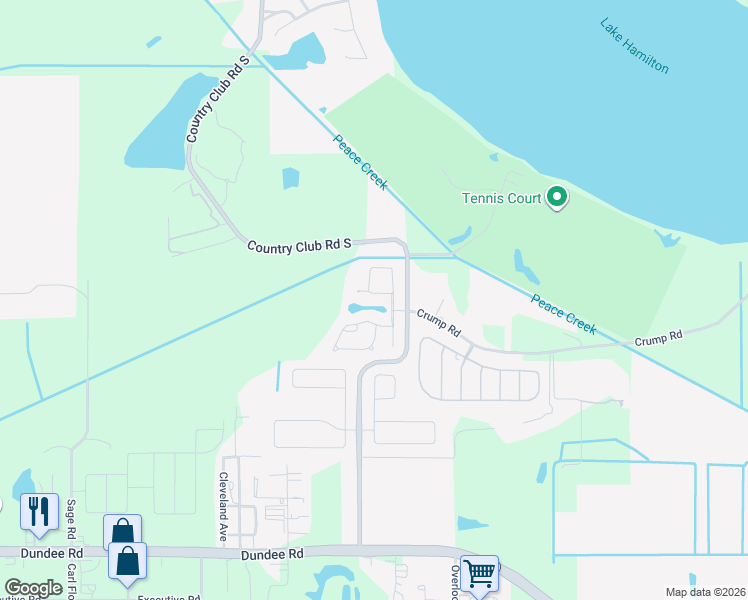 map of restaurants, bars, coffee shops, grocery stores, and more near 136 Lake Region Circle in Winter Haven
