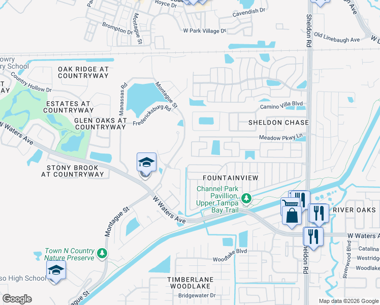 map of restaurants, bars, coffee shops, grocery stores, and more near 9146 Bayou Drive in Tampa