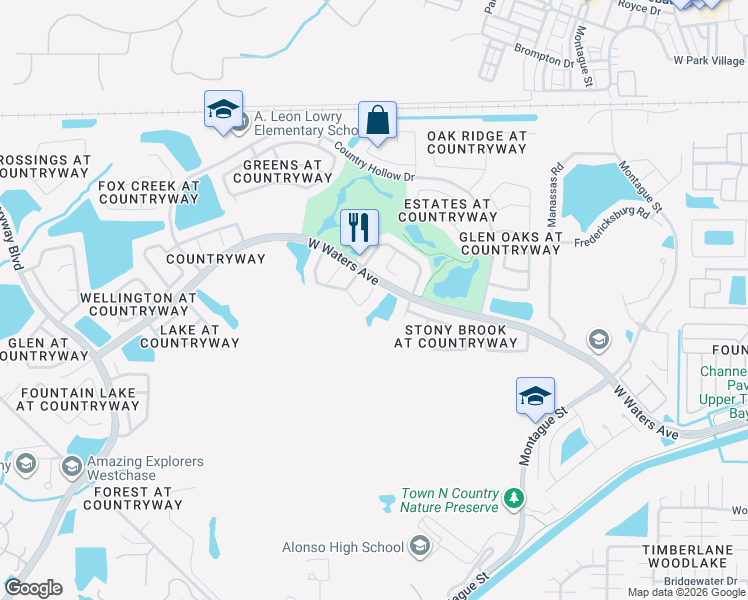 map of restaurants, bars, coffee shops, grocery stores, and more near 11308 Palm Pasture Drive in Tampa