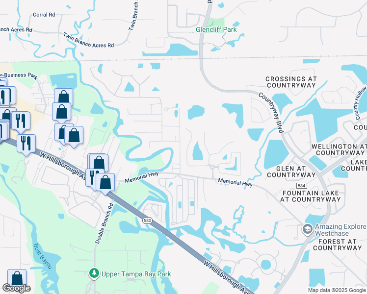 map of restaurants, bars, coffee shops, grocery stores, and more near 8521 Tidal Bay Lane in Tampa