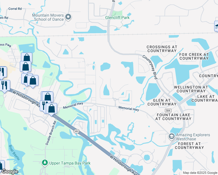 map of restaurants, bars, coffee shops, grocery stores, and more near 8618 Tidal Bay Lane in Tampa