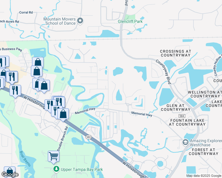map of restaurants, bars, coffee shops, grocery stores, and more near 8521 Tidal Bay Lane in Tampa