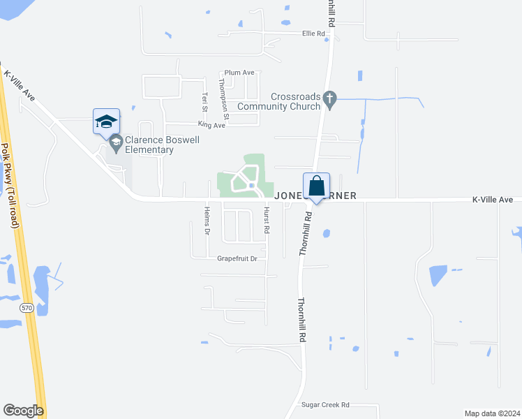 map of restaurants, bars, coffee shops, grocery stores, and more near 2810 Hurst Road in Auburndale