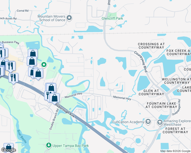 map of restaurants, bars, coffee shops, grocery stores, and more near 8521 Tidal Bay Lane in Tampa
