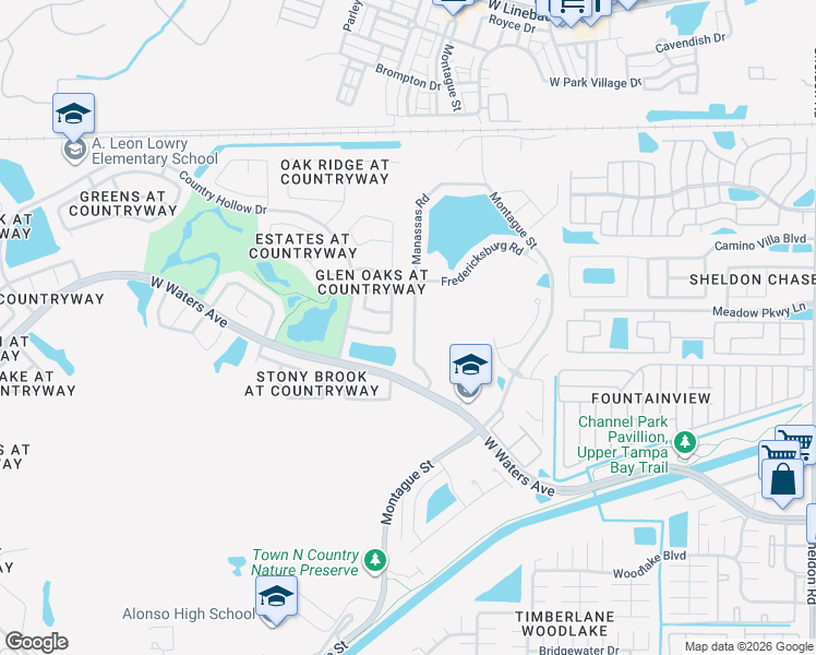 map of restaurants, bars, coffee shops, grocery stores, and more near 8536 Manassas Road in Tampa