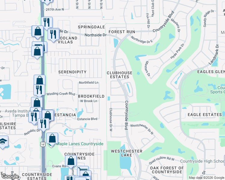 map of restaurants, bars, coffee shops, grocery stores, and more near 2649 Pebble Beach Drive in Clearwater