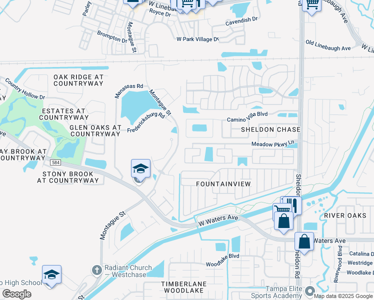 map of restaurants, bars, coffee shops, grocery stores, and more near 9153 Camino Villa Boulevard in Tampa