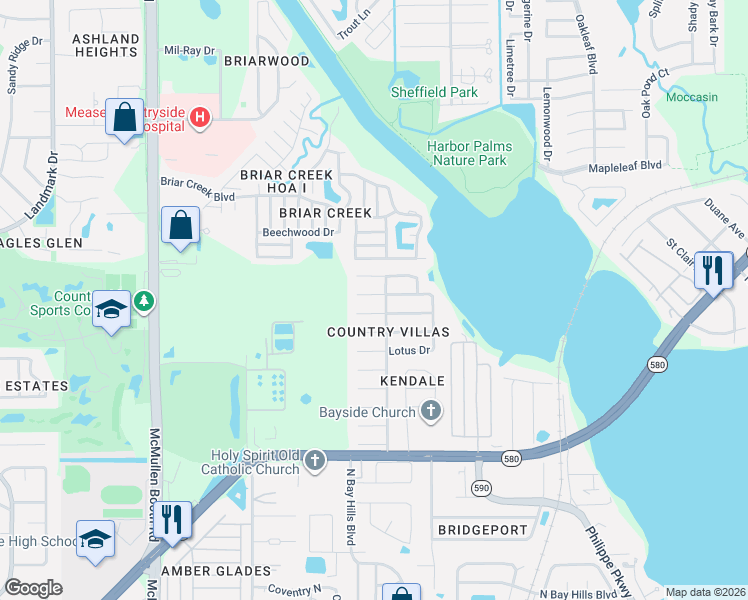 map of restaurants, bars, coffee shops, grocery stores, and more near 104 Timberview Drive in Safety Harbor