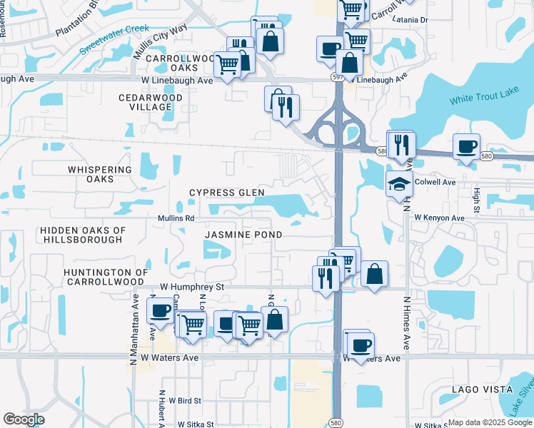 map of restaurants, bars, coffee shops, grocery stores, and more near 4001 Muriel Place in Tampa