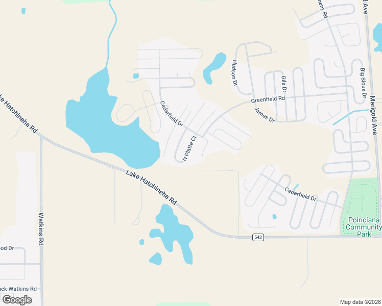 map of restaurants, bars, coffee shops, grocery stores, and more near 1245 North Platte Court in Poinciana