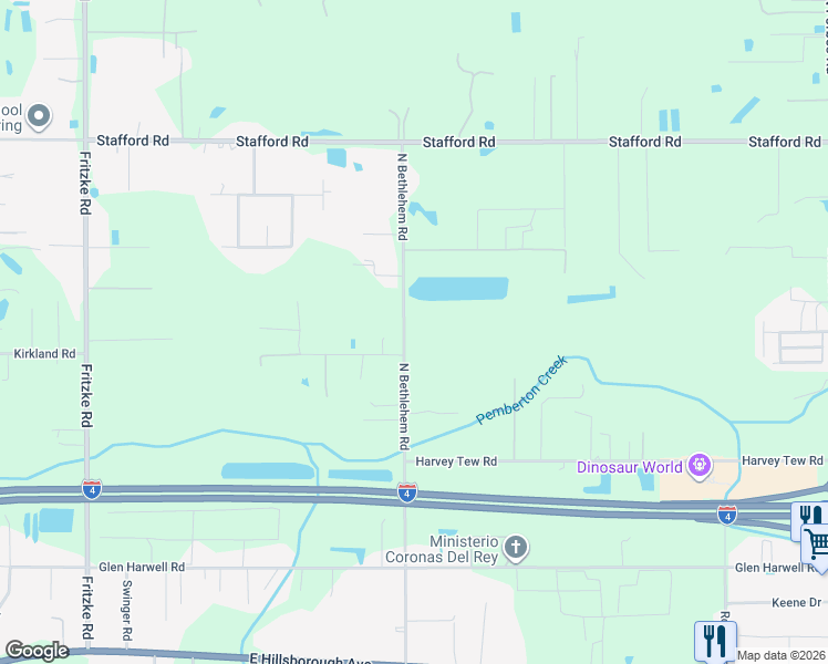 map of restaurants, bars, coffee shops, grocery stores, and more near 2308 North Bethlehem Road in Plant City