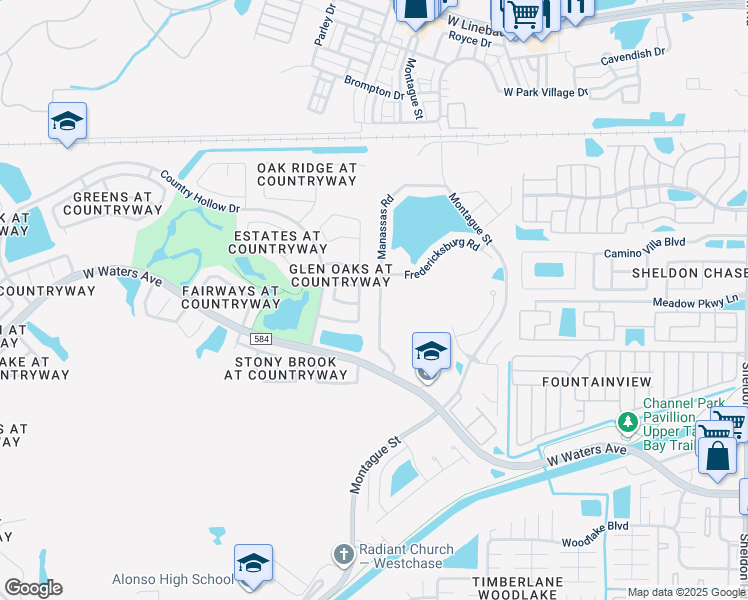 map of restaurants, bars, coffee shops, grocery stores, and more near 8550 Manassas Road in Tampa