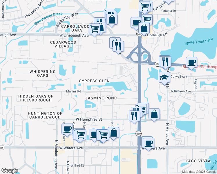 map of restaurants, bars, coffee shops, grocery stores, and more near 4001 Muriel Place in Tampa