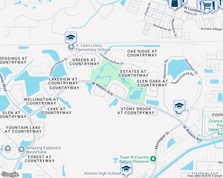 map of restaurants, bars, coffee shops, grocery stores, and more near 11316 Pocket Brook Drive in Tampa