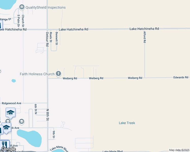 map of restaurants, bars, coffee shops, grocery stores, and more near 1595 Weiberg Road in Dundee