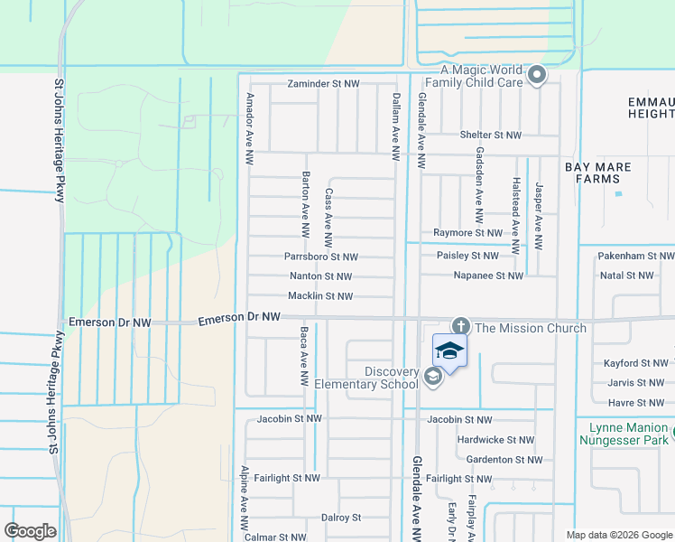 map of restaurants, bars, coffee shops, grocery stores, and more near 1784 Nanton Street Northwest in Palm Bay