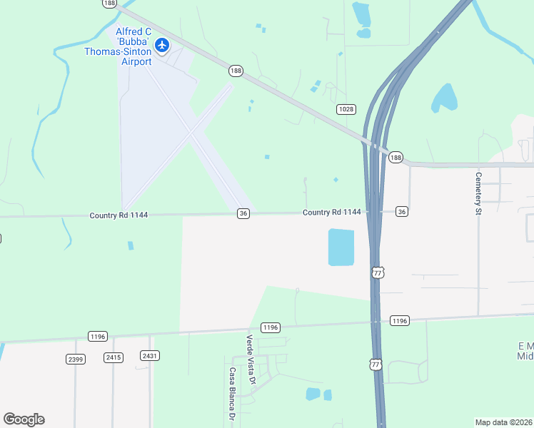 map of restaurants, bars, coffee shops, grocery stores, and more near 13936 County Road 1196 in Sinton