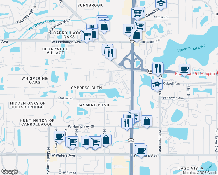 map of restaurants, bars, coffee shops, grocery stores, and more near 4001 Muriel Place in Tampa