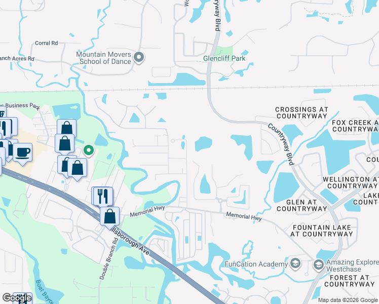 map of restaurants, bars, coffee shops, grocery stores, and more near 12507 Candleberry Circle in Tampa