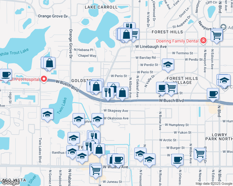 map of restaurants, bars, coffee shops, grocery stores, and more near 2121 West Rambla Street in Tampa