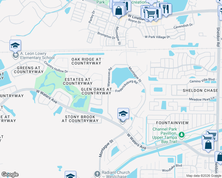 map of restaurants, bars, coffee shops, grocery stores, and more near 8612 Manassas Road in Tampa