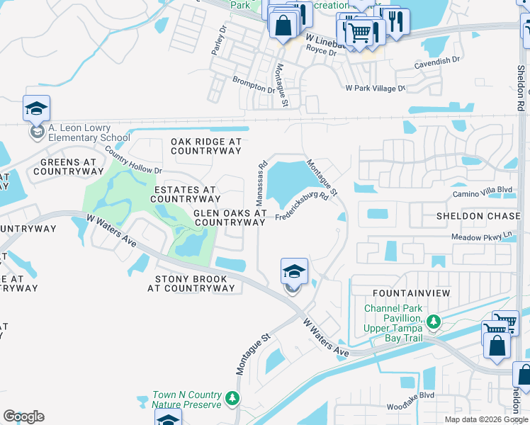 map of restaurants, bars, coffee shops, grocery stores, and more near 8612 Manassas Road in Tampa