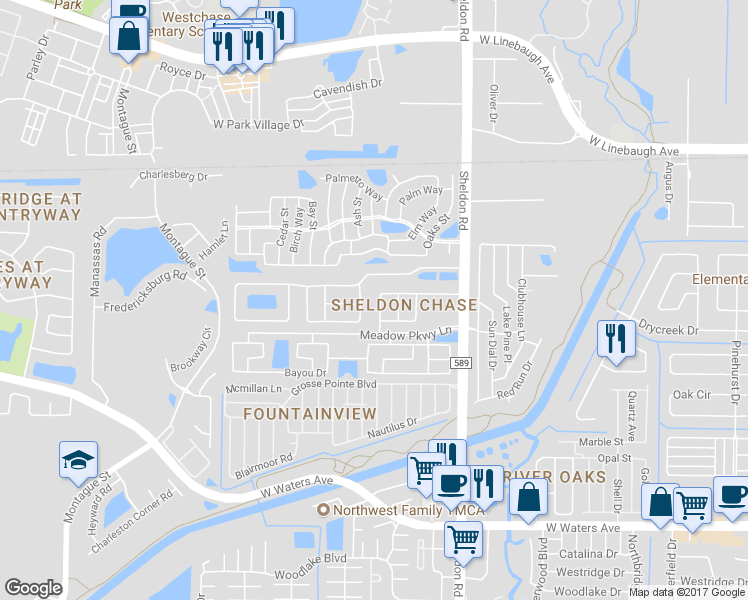 map of restaurants, bars, coffee shops, grocery stores, and more near 9004 Dixiana Villa Circle in Tampa