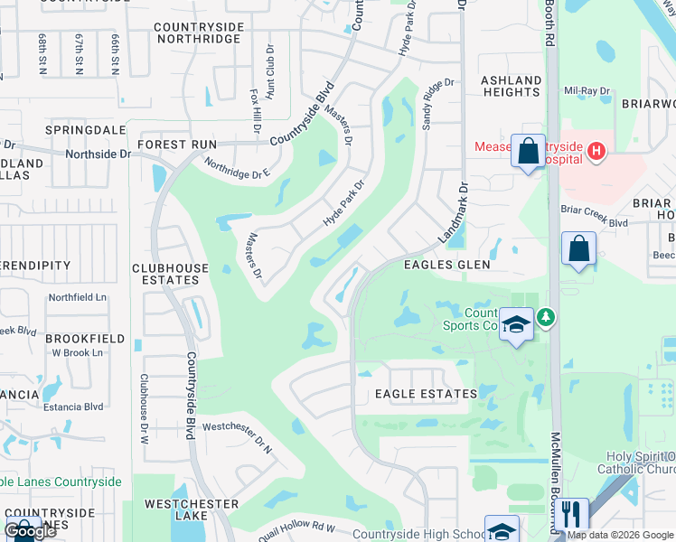map of restaurants, bars, coffee shops, grocery stores, and more near 3130 Eagles Landing Circle West in Clearwater