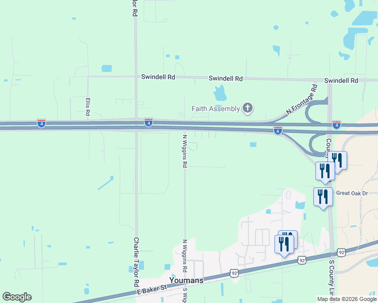 map of restaurants, bars, coffee shops, grocery stores, and more near 609 North Wiggins Road in Plant City