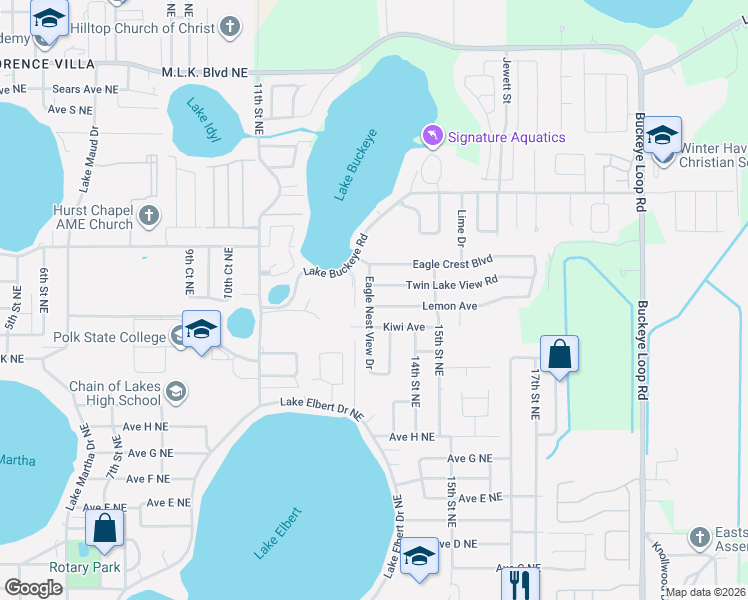 map of restaurants, bars, coffee shops, grocery stores, and more near 1683 Lemon Avenue in Winter Haven