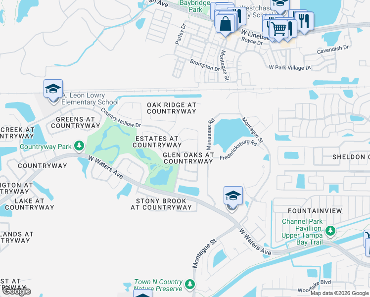map of restaurants, bars, coffee shops, grocery stores, and more near 11109 Bloomington Drive in Tampa