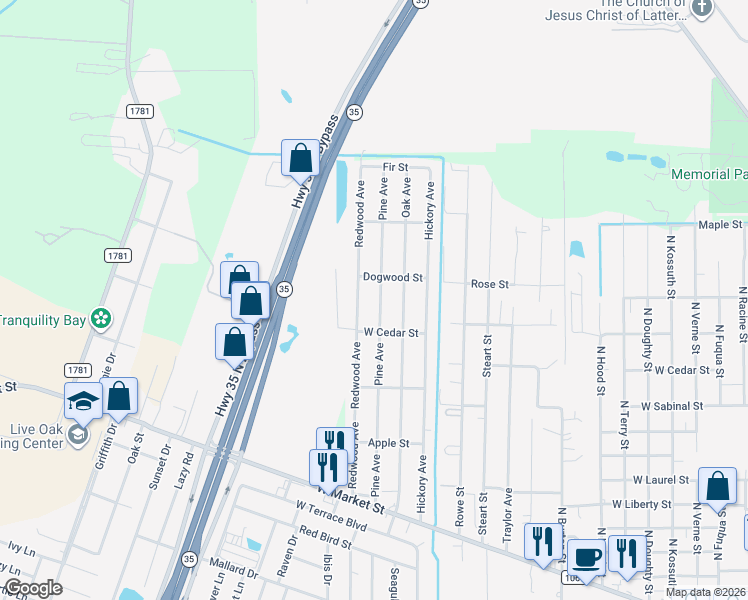 map of restaurants, bars, coffee shops, grocery stores, and more near 927 Pine Avenue in Rockport