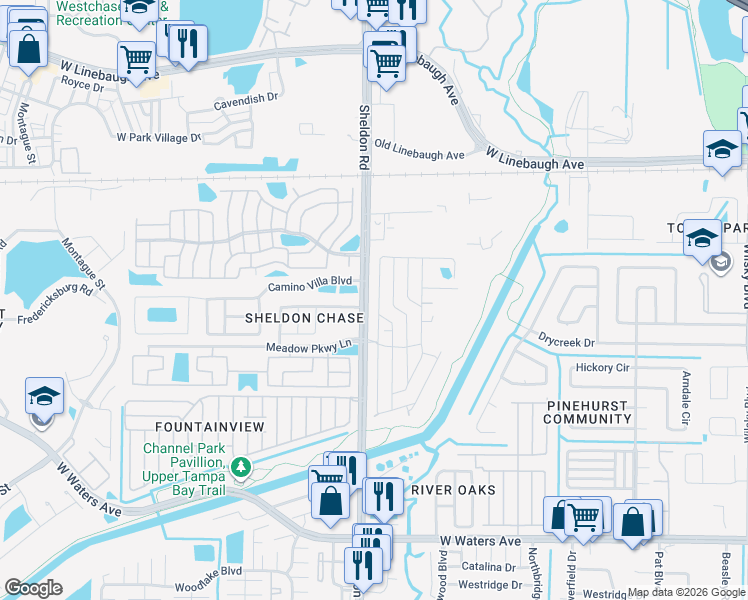 map of restaurants, bars, coffee shops, grocery stores, and more near 9624 Barnside Place in Tampa