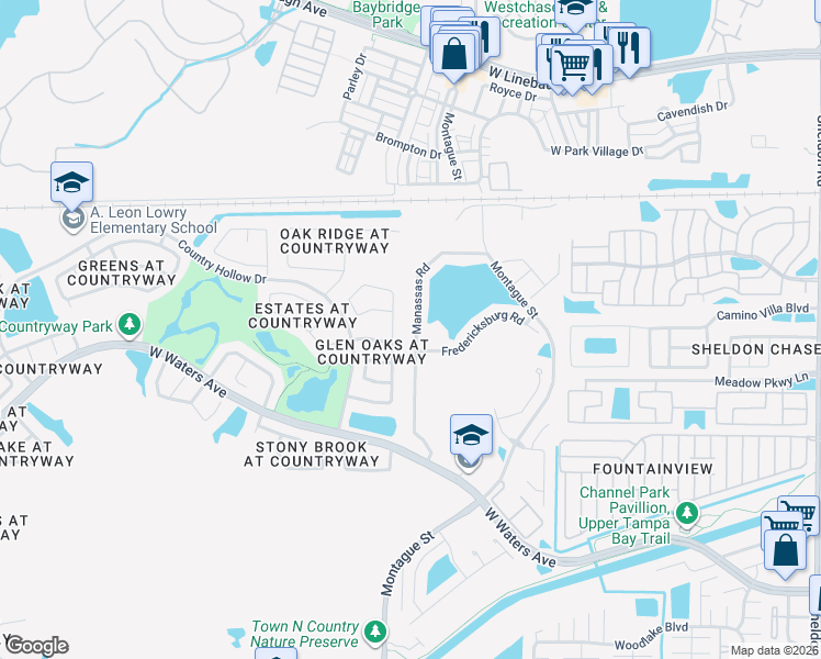 map of restaurants, bars, coffee shops, grocery stores, and more near 8612 Manassas Road in Tampa