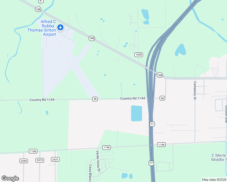 map of restaurants, bars, coffee shops, grocery stores, and more near 13934 Country Road 1144 in Sinton