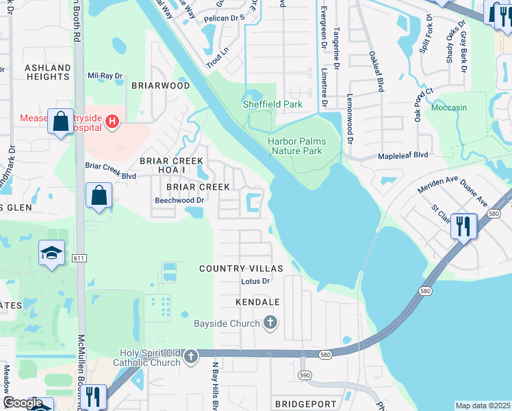 map of restaurants, bars, coffee shops, grocery stores, and more near 32 Sunrise Court in Safety Harbor