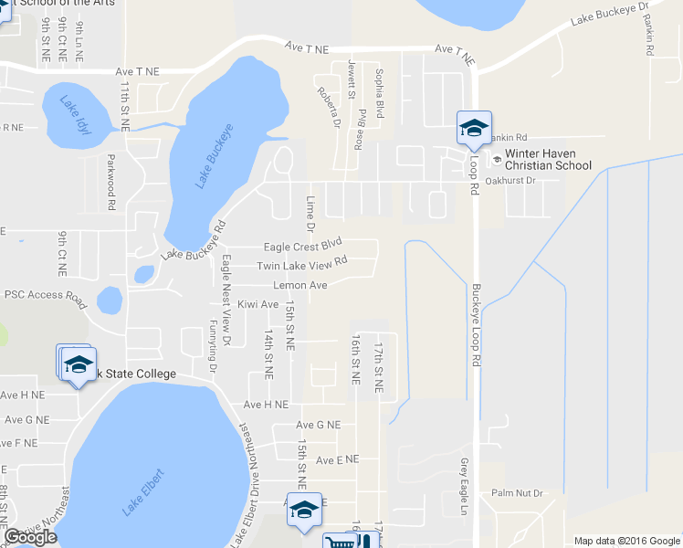 map of restaurants, bars, coffee shops, grocery stores, and more near 1575 Lemon Avenue in Winter Haven
