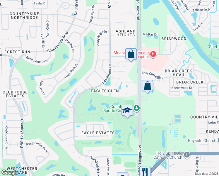 map of restaurants, bars, coffee shops, grocery stores, and more near 3163 Landmark Drive in Clearwater