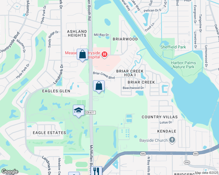 map of restaurants, bars, coffee shops, grocery stores, and more near 3141 North McMullen Booth Road in Clearwater