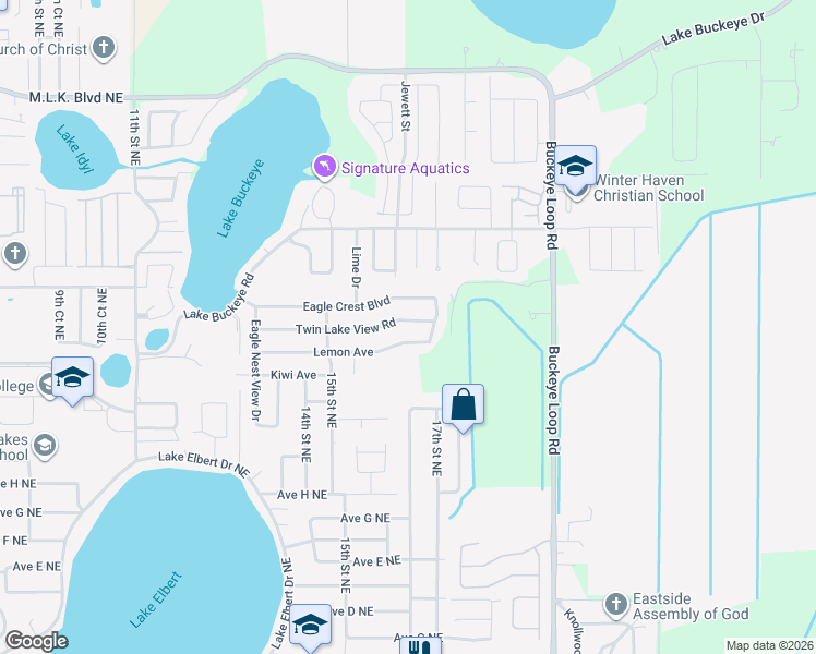 map of restaurants, bars, coffee shops, grocery stores, and more near 1538 Lemon Avenue in Winter Haven