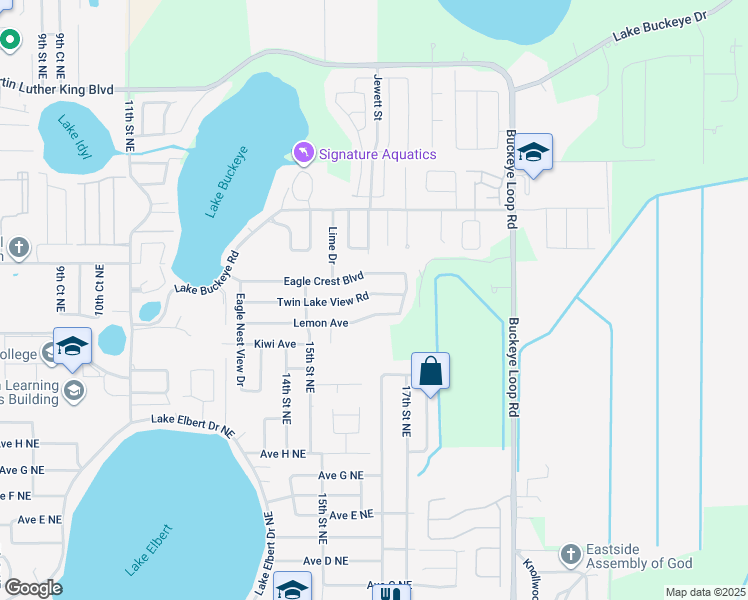 map of restaurants, bars, coffee shops, grocery stores, and more near 1575 Lemon Avenue in Winter Haven
