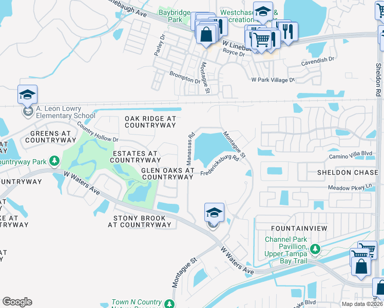 map of restaurants, bars, coffee shops, grocery stores, and more near 8612 Manassas Road in Tampa