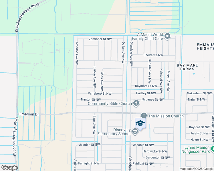 map of restaurants, bars, coffee shops, grocery stores, and more near 1799 Sayabec Street Northwest in Palm Bay