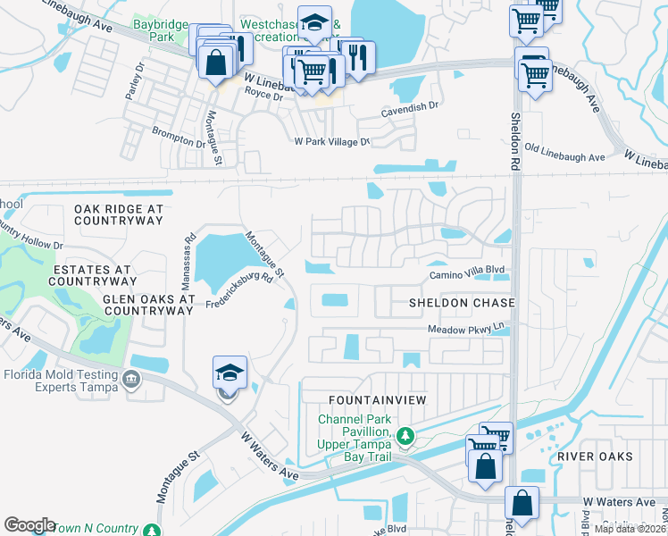 map of restaurants, bars, coffee shops, grocery stores, and more near 9611 Oaks Street in Tampa
